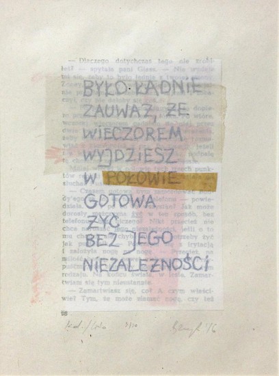 Poem-Było ładnie | litogrphy, collage | 14x10 cm
